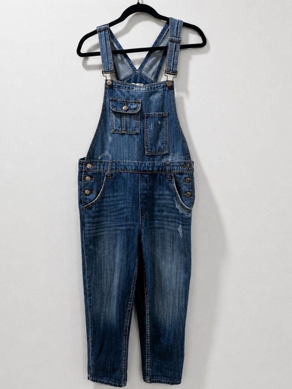 Hidden Jeans Bailey Boyfriend Denim Overalls Small Medium Wash Distressed